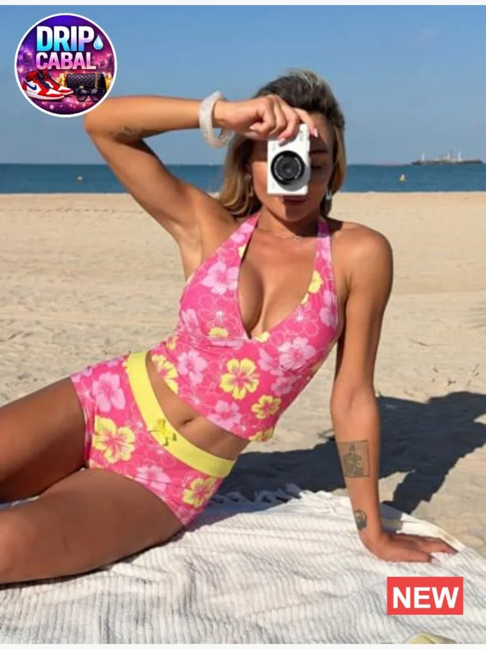V-Neck Tankini with Shorts Halter Tummy Control Bow Two Piece Swimsuit